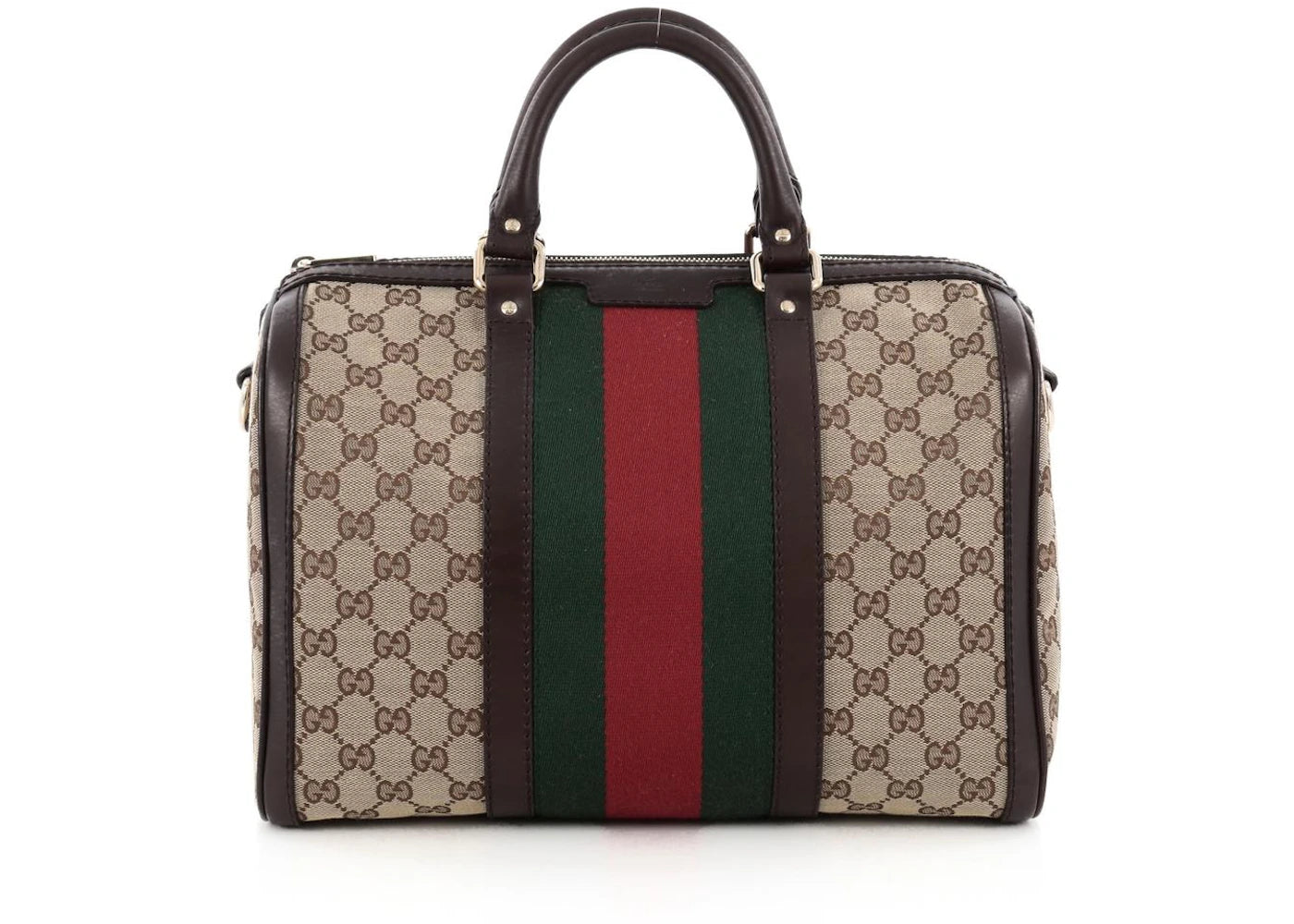 Gucci Boston Bag Vintage Web GG Web Stripes Medium Brown/Green/Red