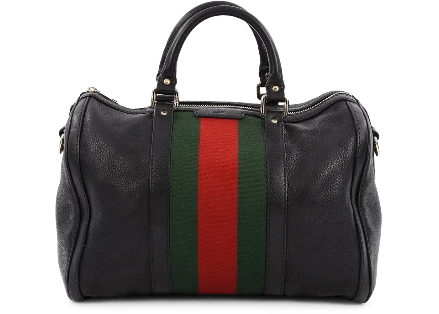 Gucci Vintage Web Boston Bag Satchel Medium Black