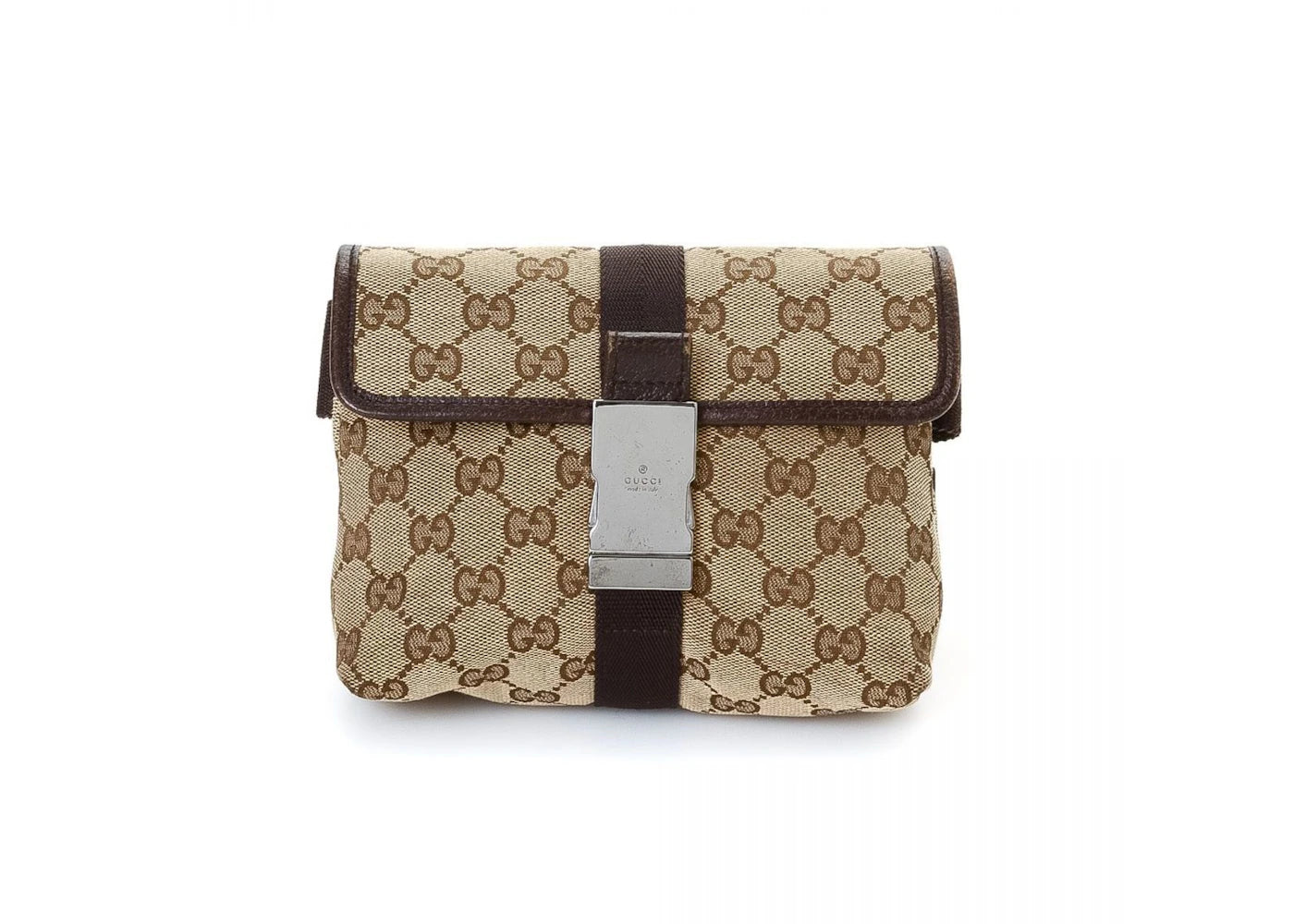 Gucci Waist Pouch GG Supreme Flap Buckle Beige