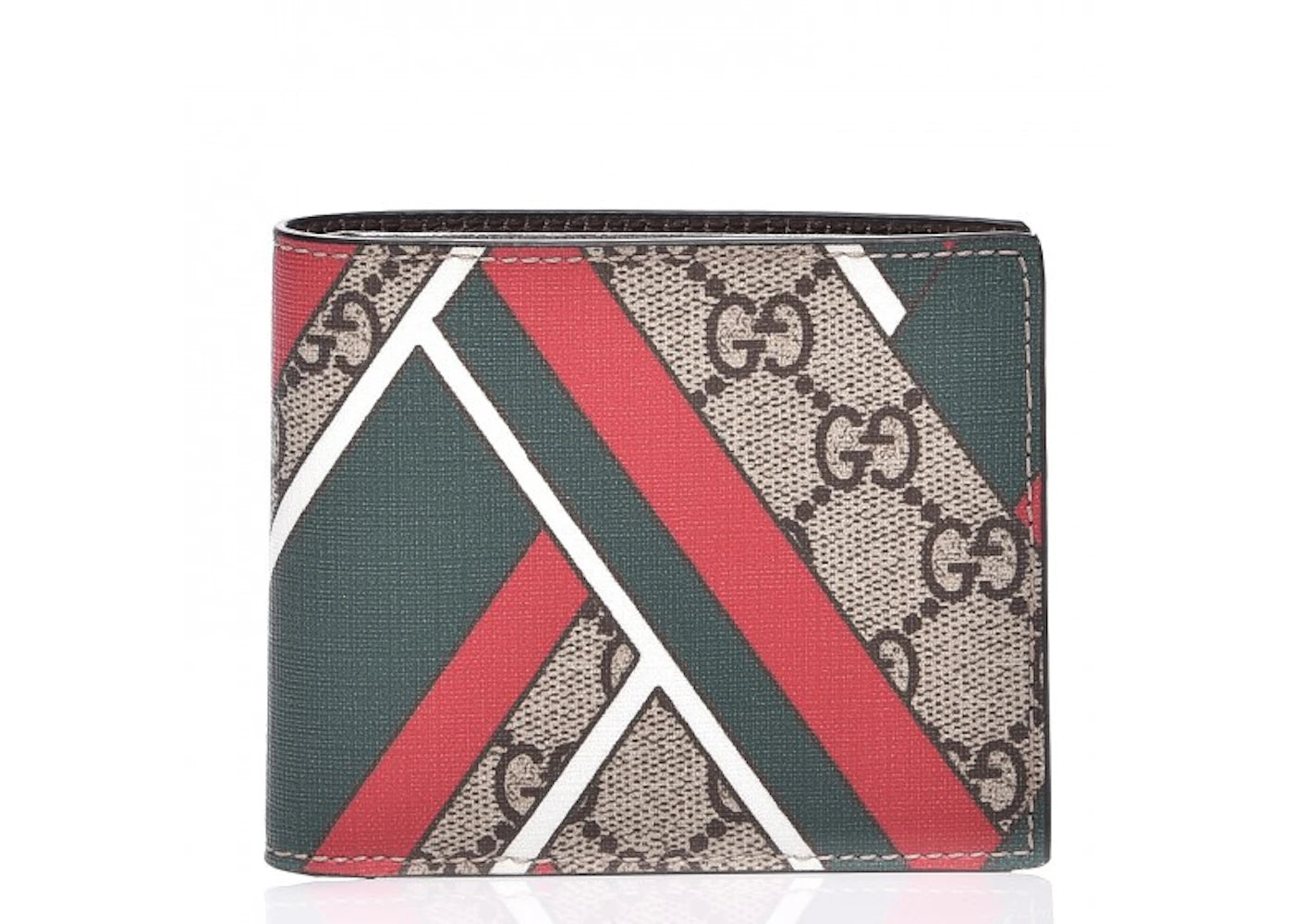 Gucci Bifold Wallet GG Supreme Chevron Green/Red