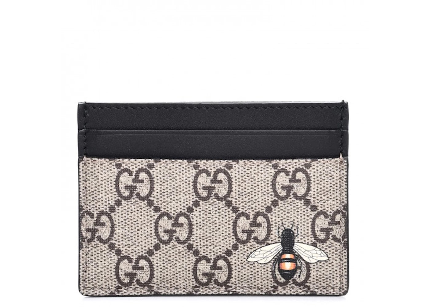 Gucci Card Case GG Supreme Bee Print Black/Beige