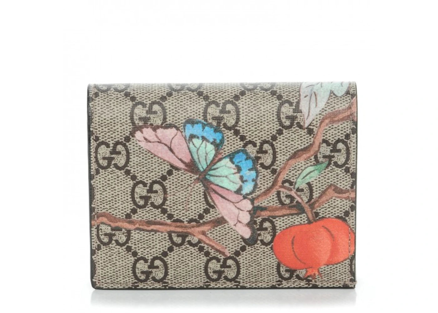 Gucci Card Case Wallet Monogram GG Supreme Tian Print Brown/Beige/Pink/Blue