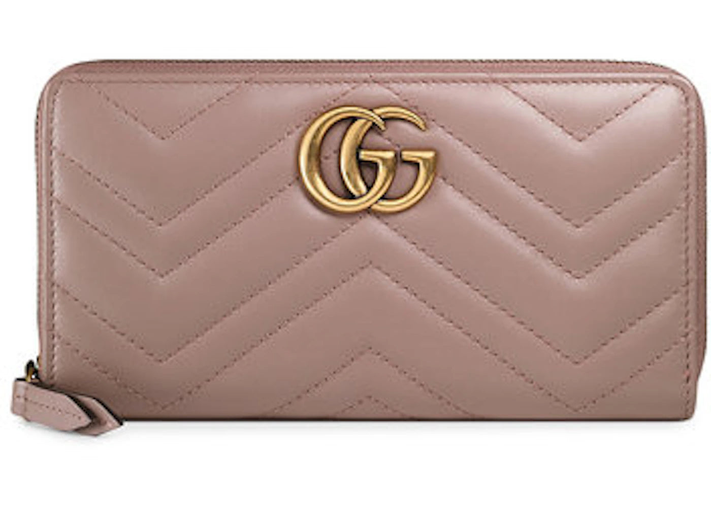 Gucci GG Marmont Wallet Zip Around Matelasse Dusty Pink