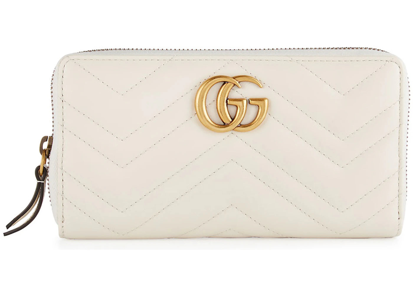 Gucci GG Marmont Wallet Zip Around Matelasse White