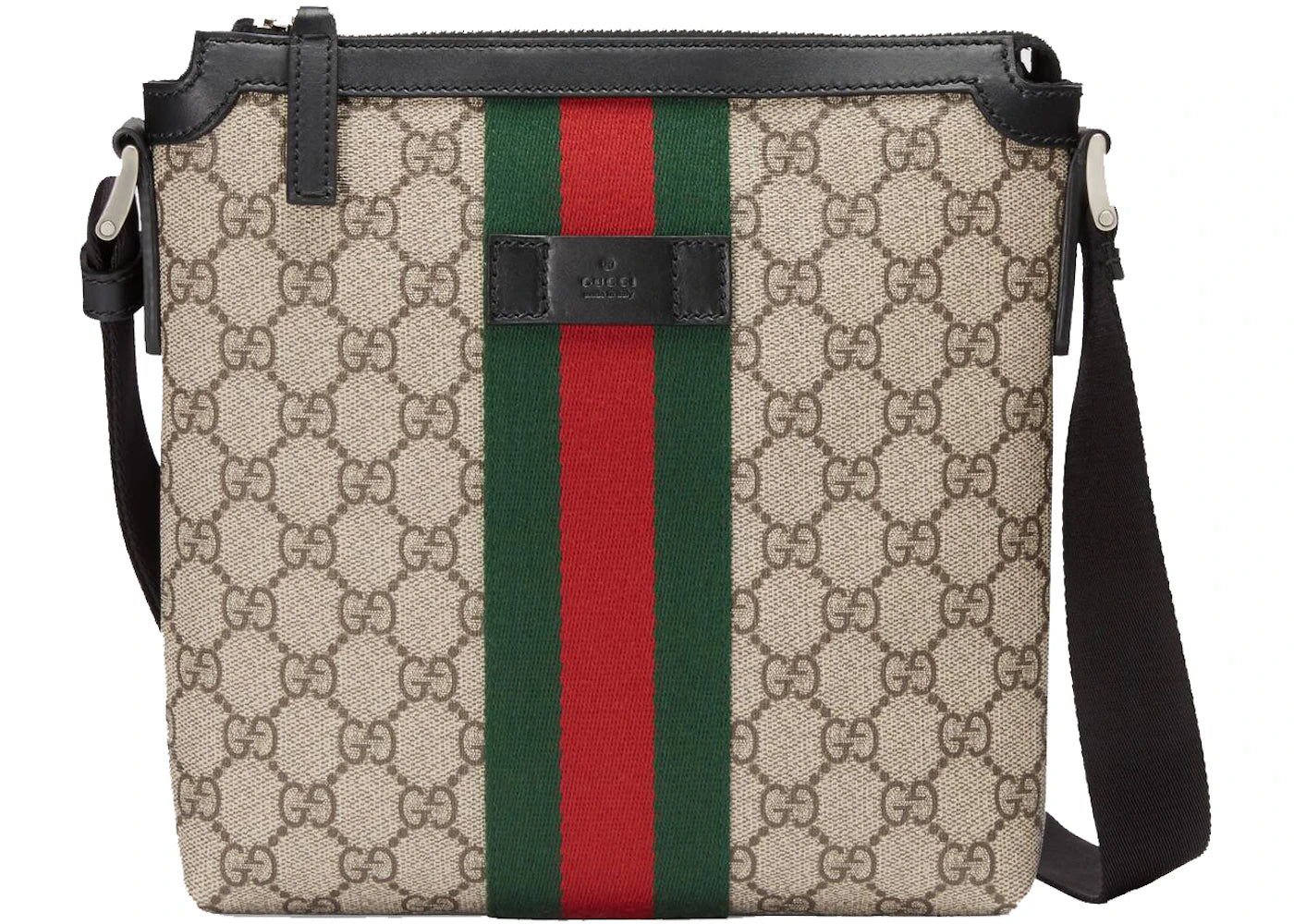 Gucci Web GG Supreme Flat Messenger Beige/Ebony