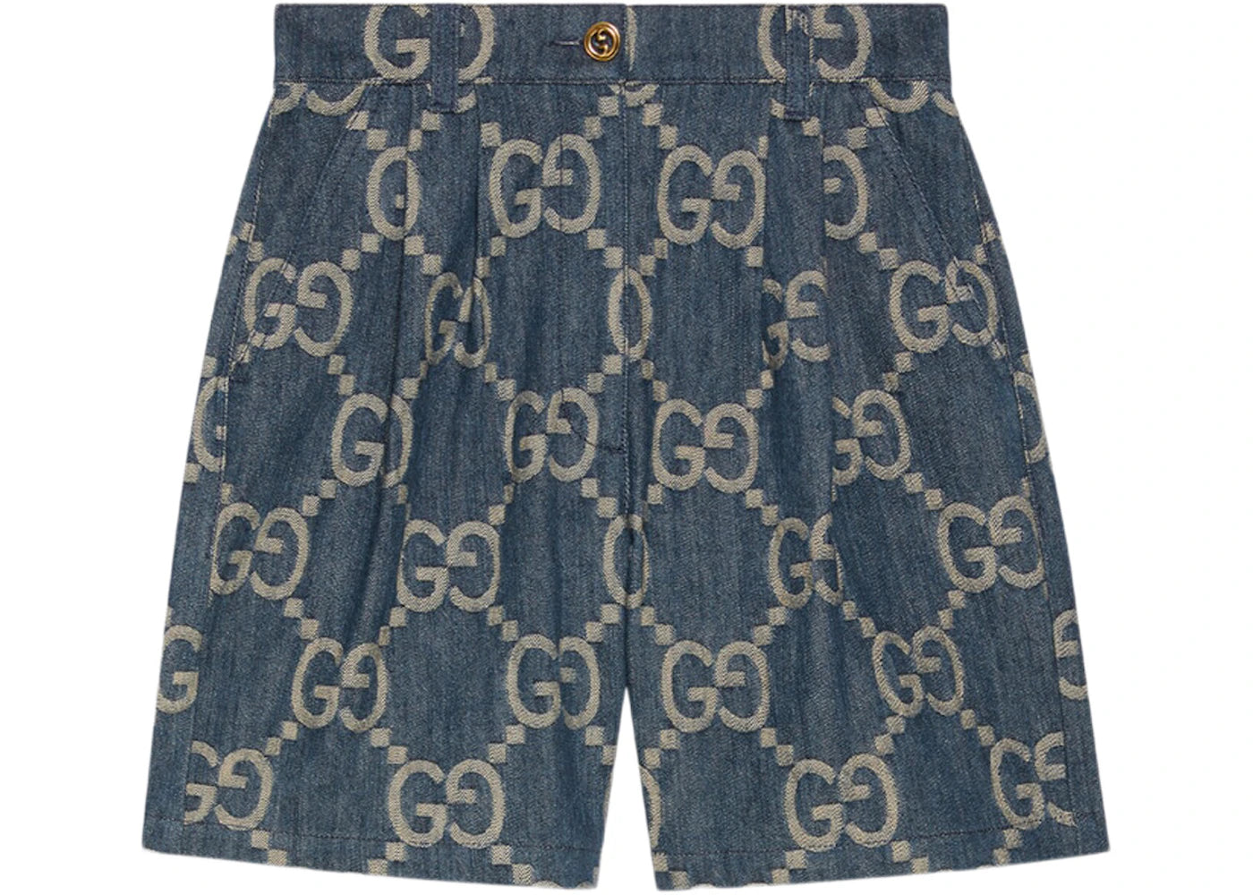 Gucci Women's Jumbo GG Denim Shorts Blue/Ivory