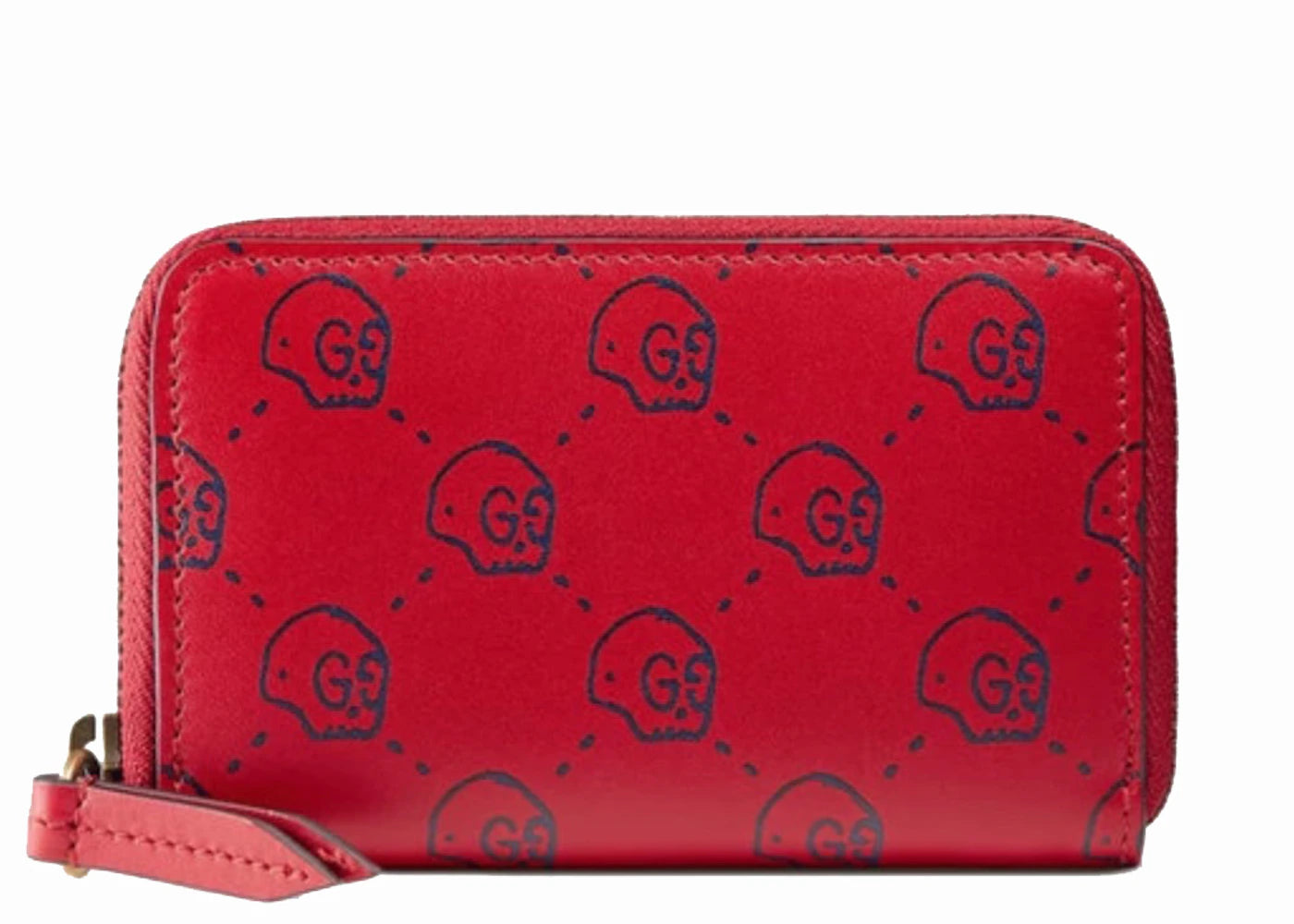 Gucci Zip Around Card Case GucciGhost Skull Red