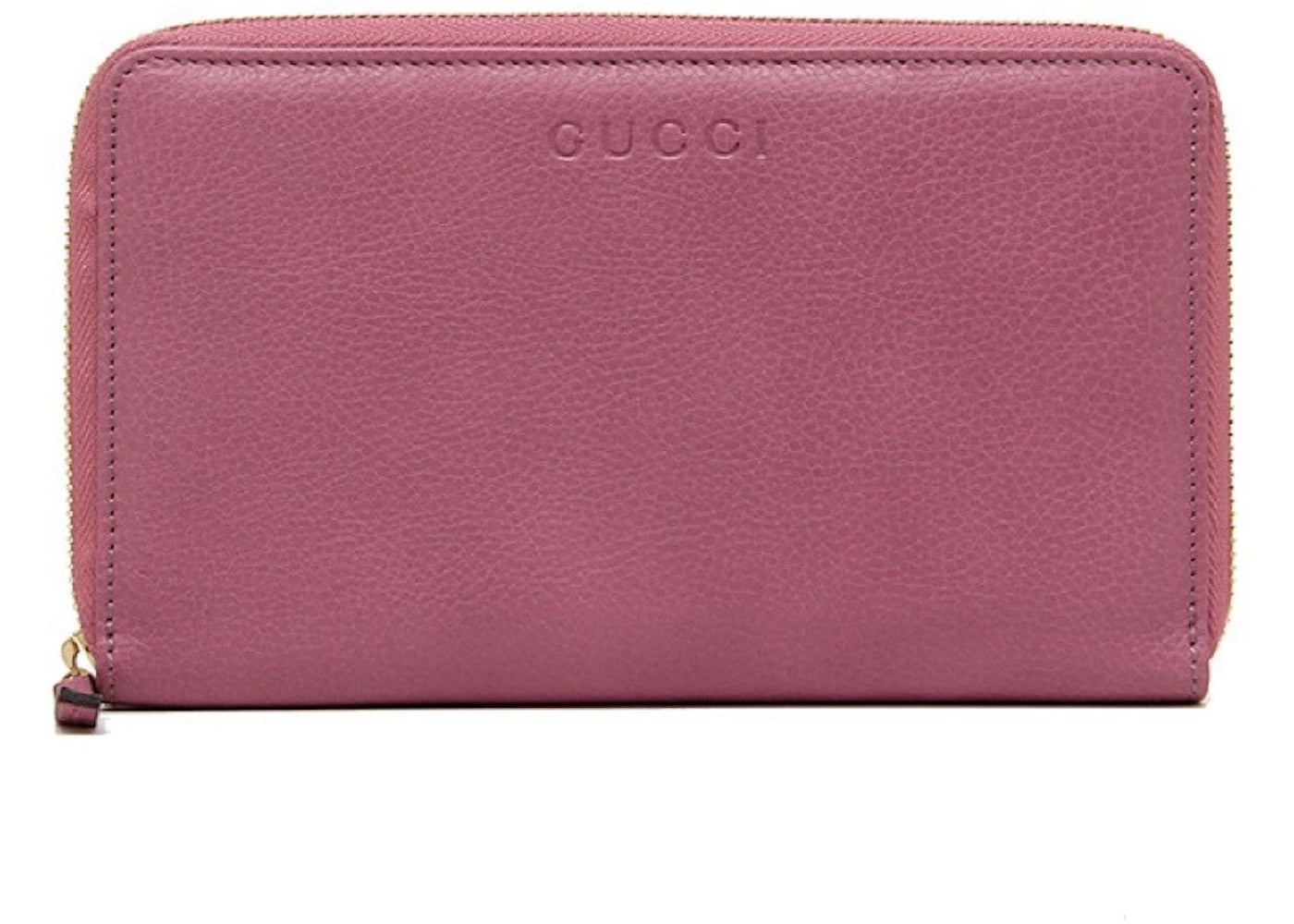 Gucci Zip Around Wallet Grained Calfskin Pink