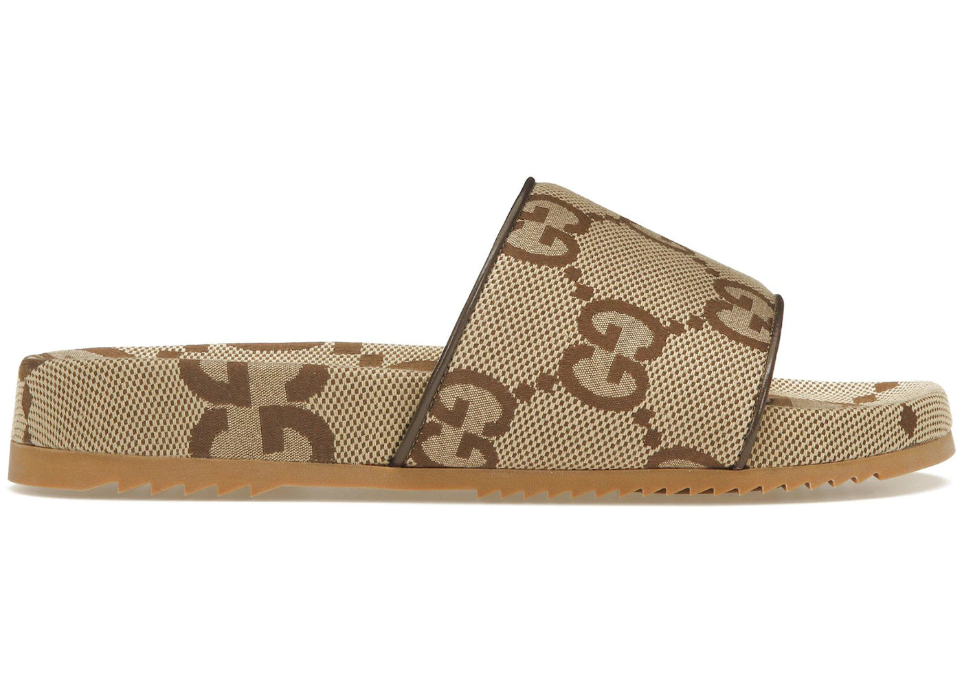 Gucci maxi GG Canvas Slides Camel Ebony