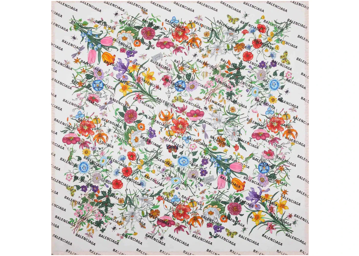 Gucci x Balenciaga The Hacker Project Flora Print Silk Shawl White