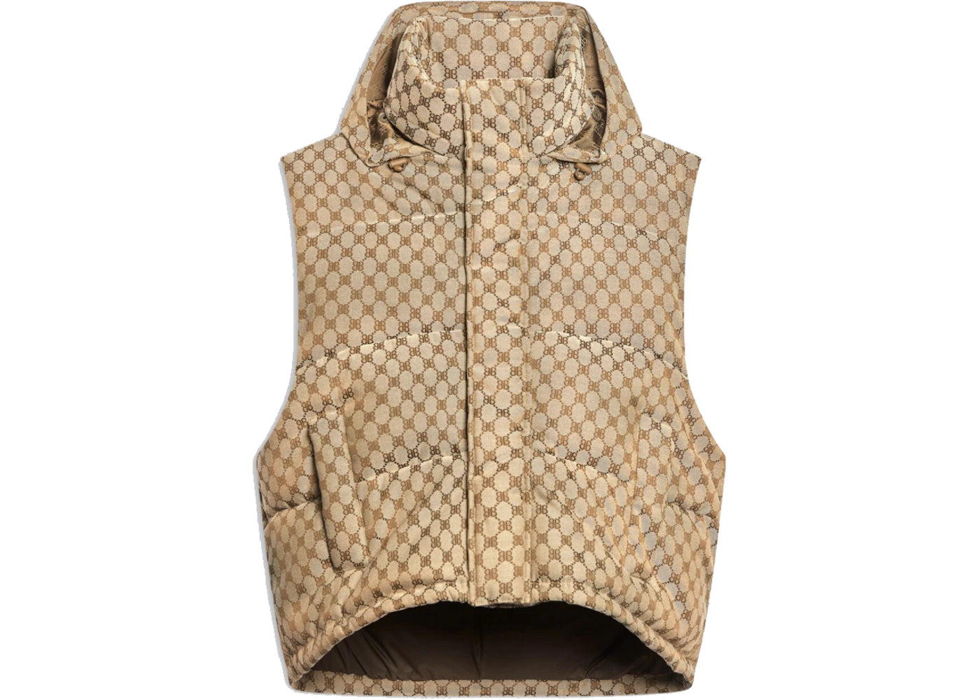 Gucci x Balenciaga Womens The Hacker Project Hacker Cocoon Puffer Gilet Vest Beige/Ebony