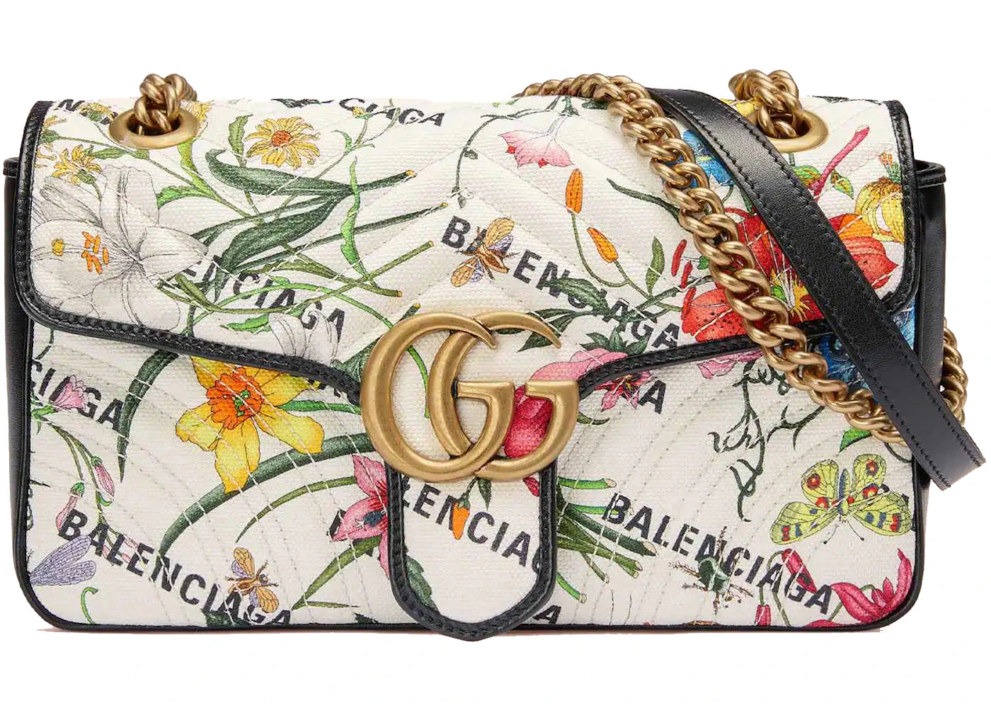 Gucci x Balenciaga The Hacker Project Small GG Marmont Bag White Flora