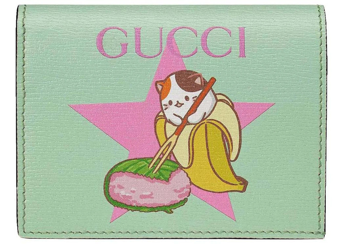 Gucci x Banana Star Print Card Case Pale Green