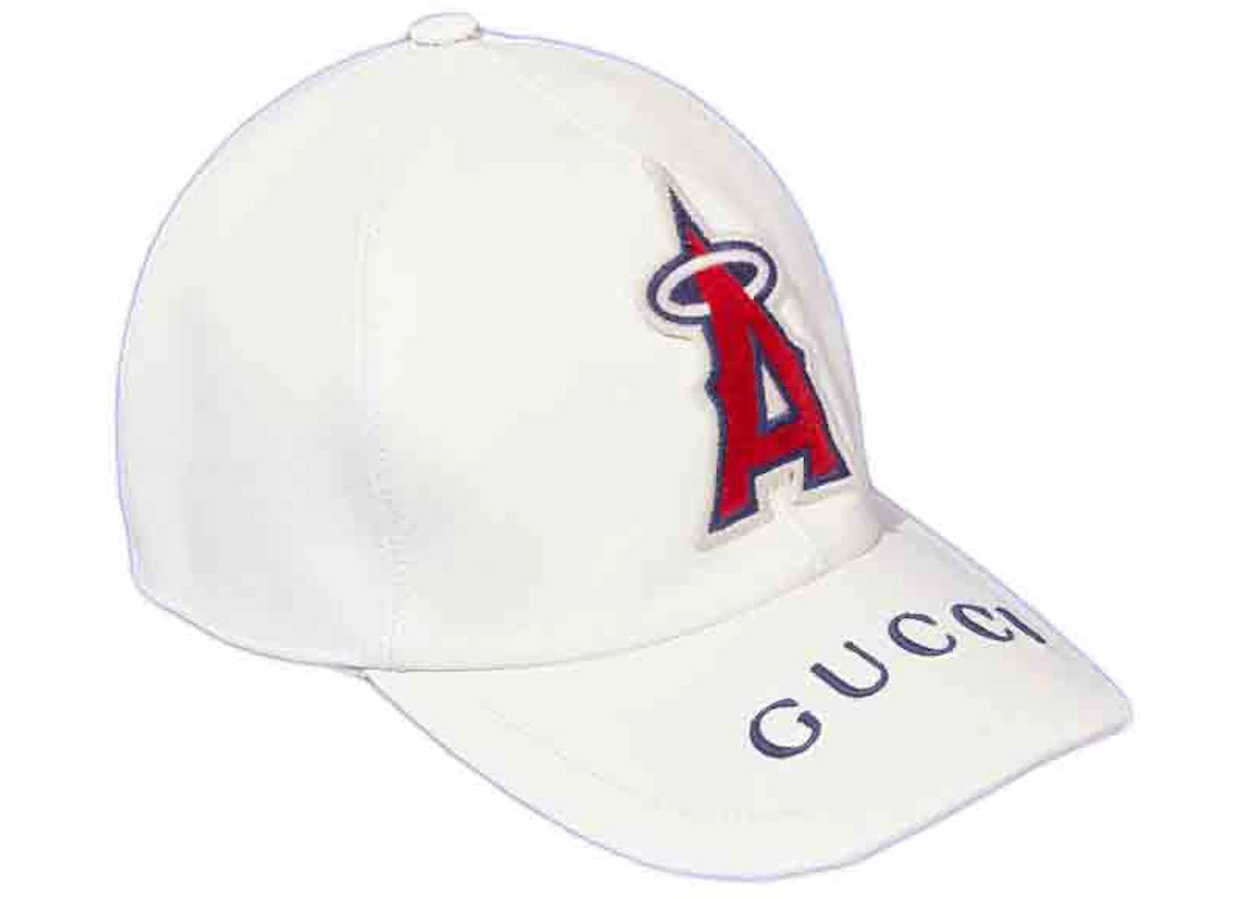 Gucci x MLB 2022 Leather Baseball Hat with Angels Patch White
