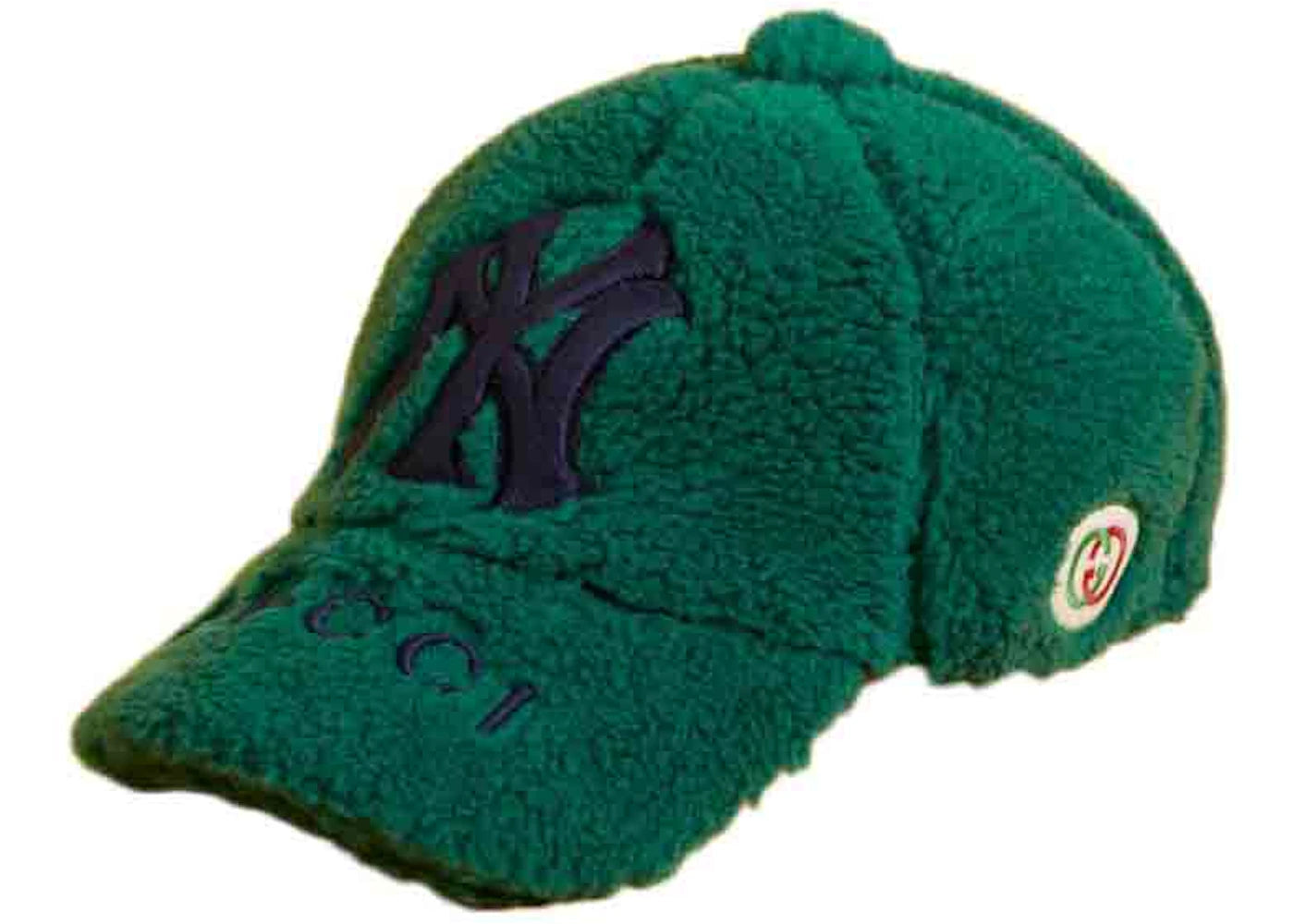 Gucci x MLB 2022 Shearling Baseball Hat with Yankees Patch Green