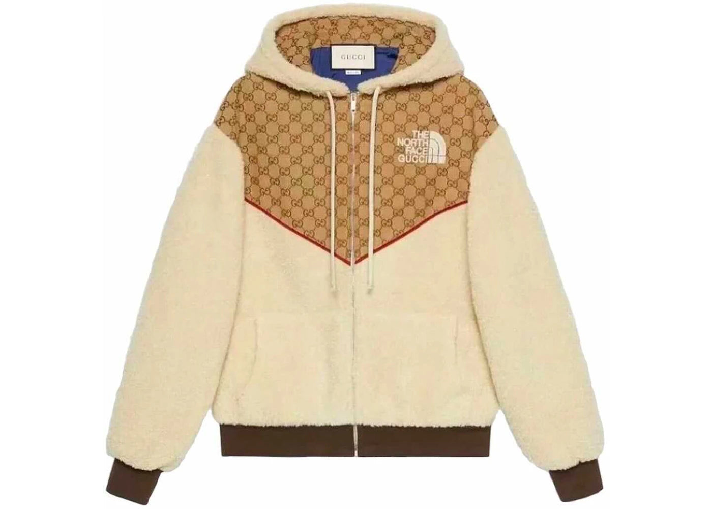 Gucci x The North Face GG Canvas Shearling Jacket Beige