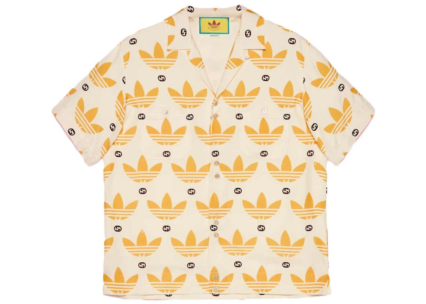 Gucci x adidas Trefoil Print Bowling Shirt Ivory/Black