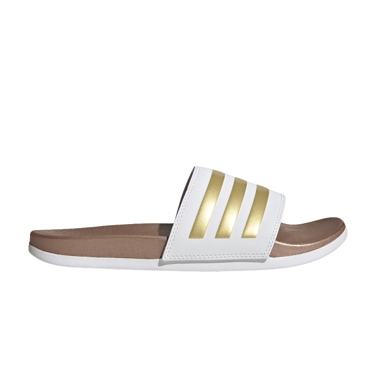 adidas Adilette Comfort Slides Cloud White Matte Gold