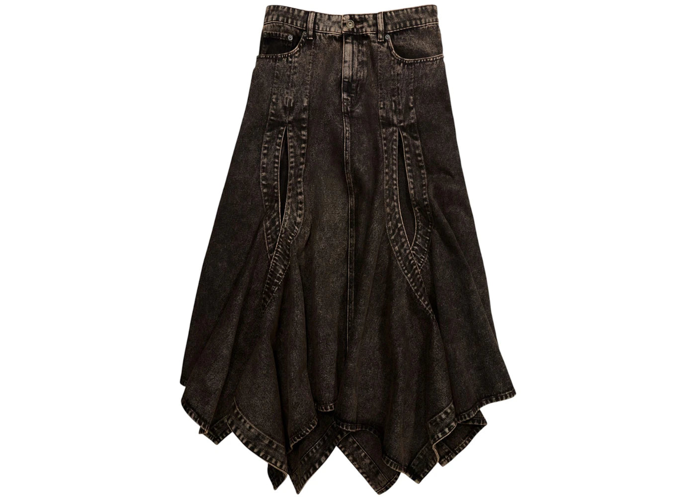 H&M x Glenn Martens Flared Denim Skirt Dark Brown
