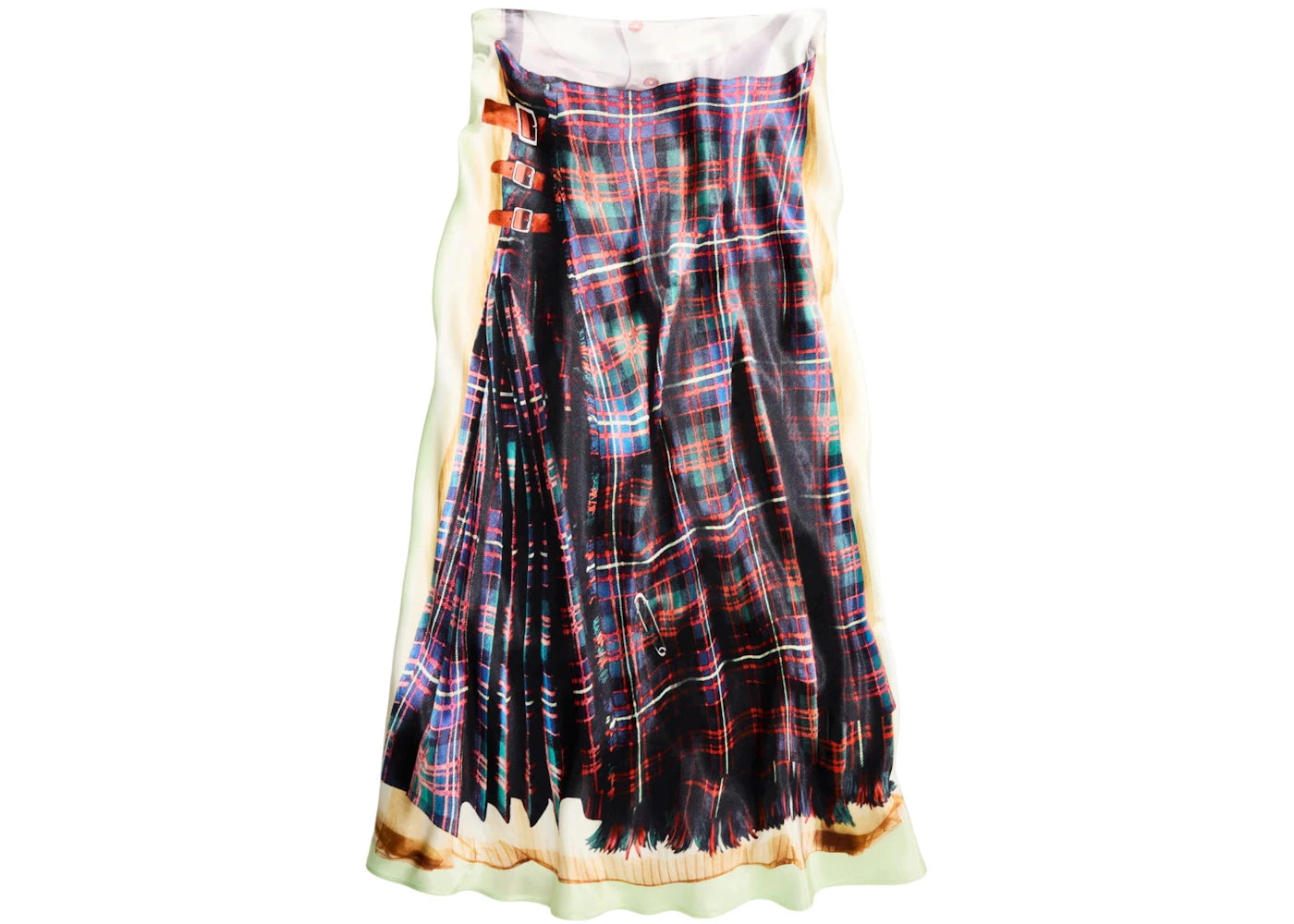 H&M x Glenn Martens Printed Satin Skirt Red/Plaid
