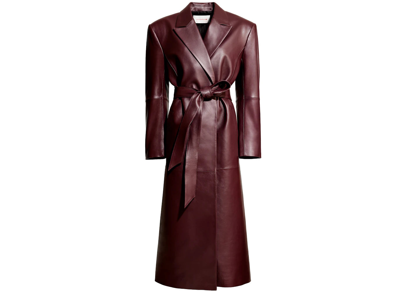 H&M x Magda Butrym Tie-Belt Leather Coat Burgundy