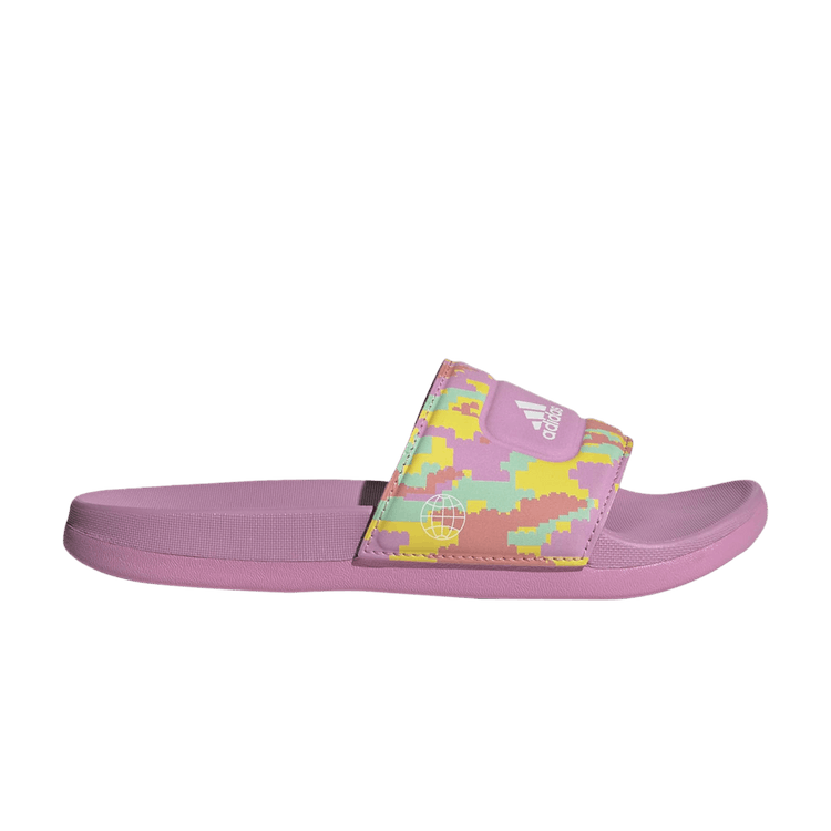 adidas Adilette Slides LEGO Bliss Orchid Cloud White Yellow (GS)