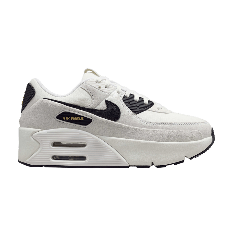 Nike Air Max 90 LV8 White Metallic Gold Black (Women's)
