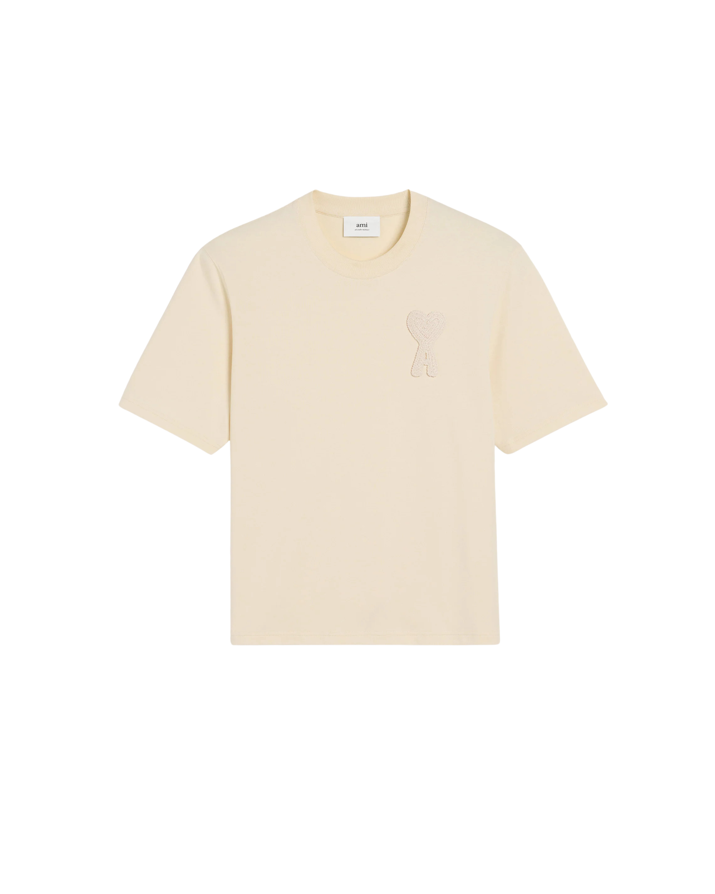Ami Paris 'Ami De Coeur' Patch T-Shirt Beige