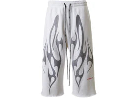 Hellstar Tribal Flame 3/4 Shorts White