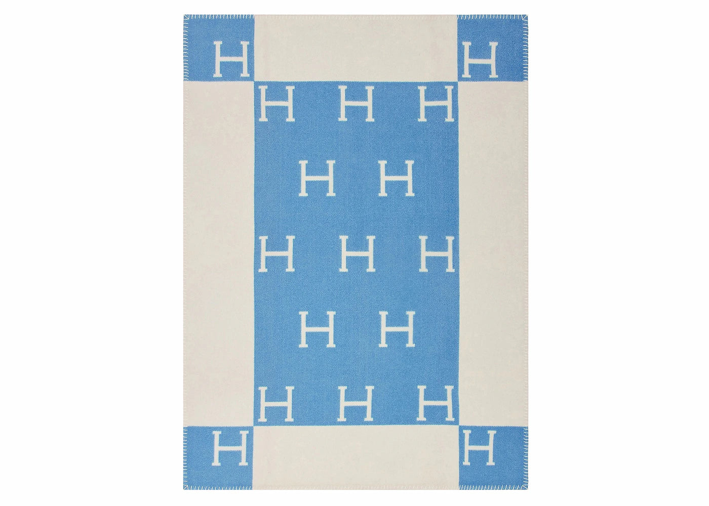 Hermes Avalon Baby Blanket Bleu Genievre/Blanc