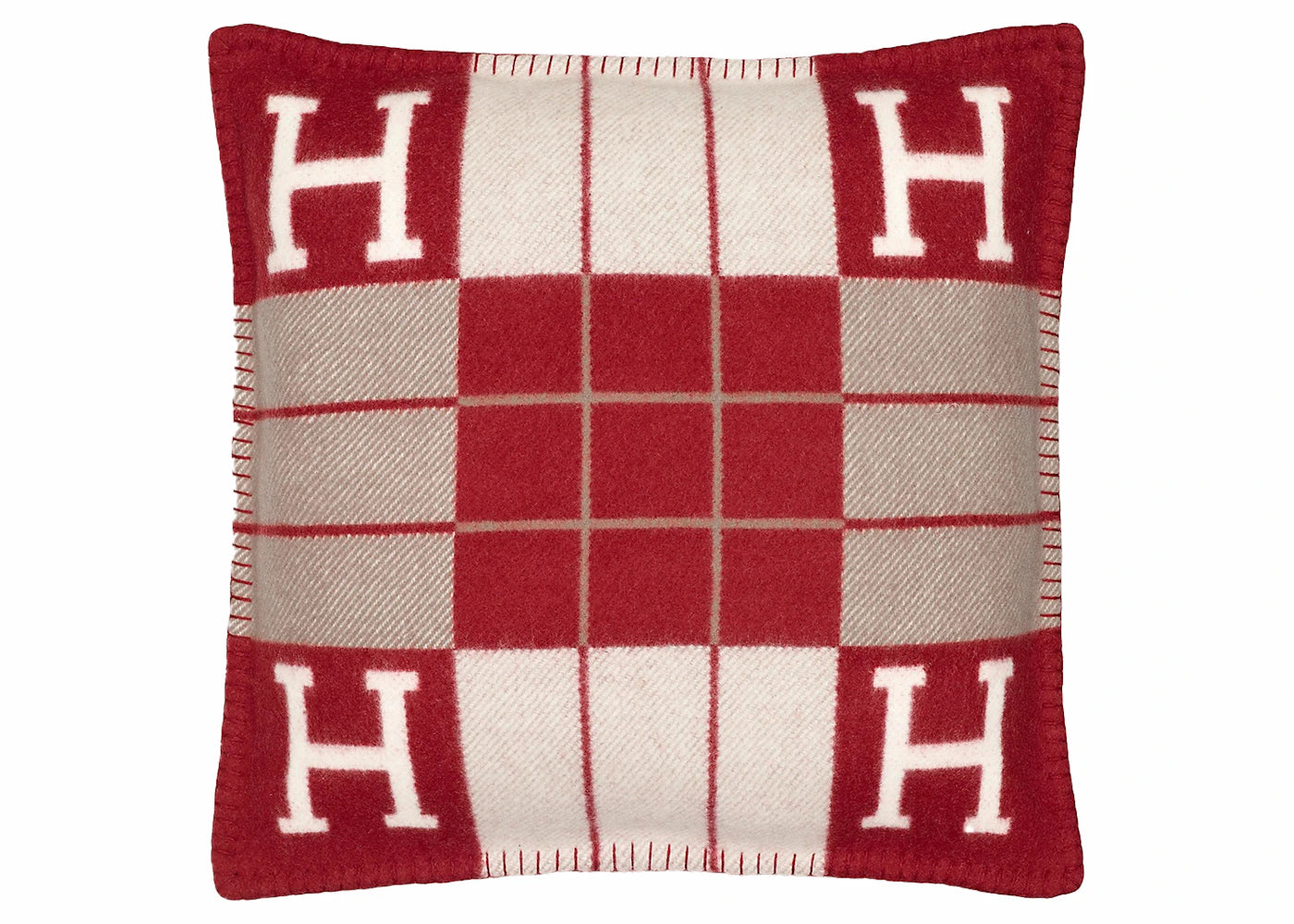 Hermes Avalon III Pillow Small Model Ecru Rouge H