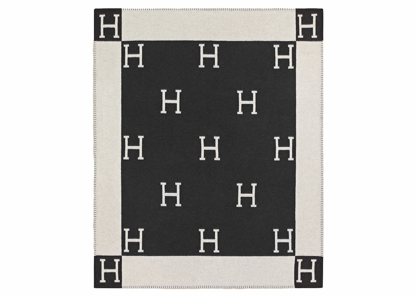 Hermes Avalon Throw Blanket Ecru/Gris Fonce