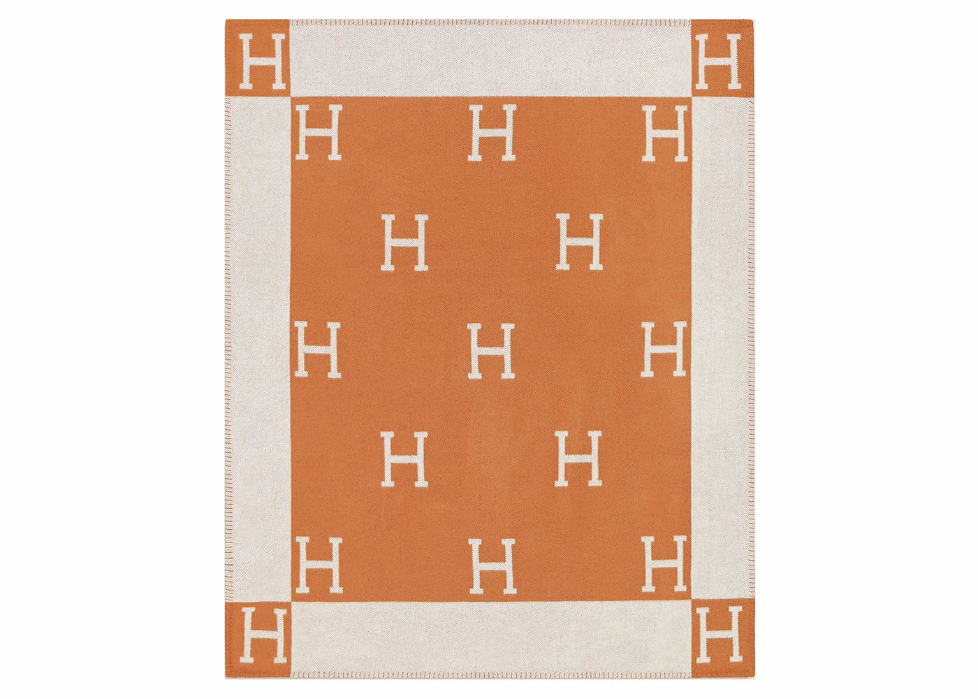 Hermes Avalon Throw Blanket Ecru/Potiron