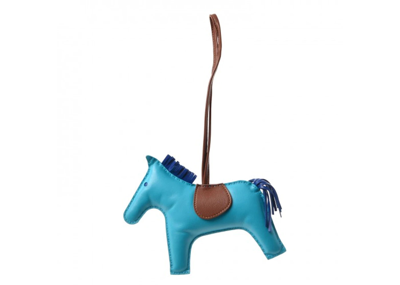Hermes Bag Charm Milo Rodeo Horse Lambskin GM Bleu Azteque/Bleu Electrique/Fauve