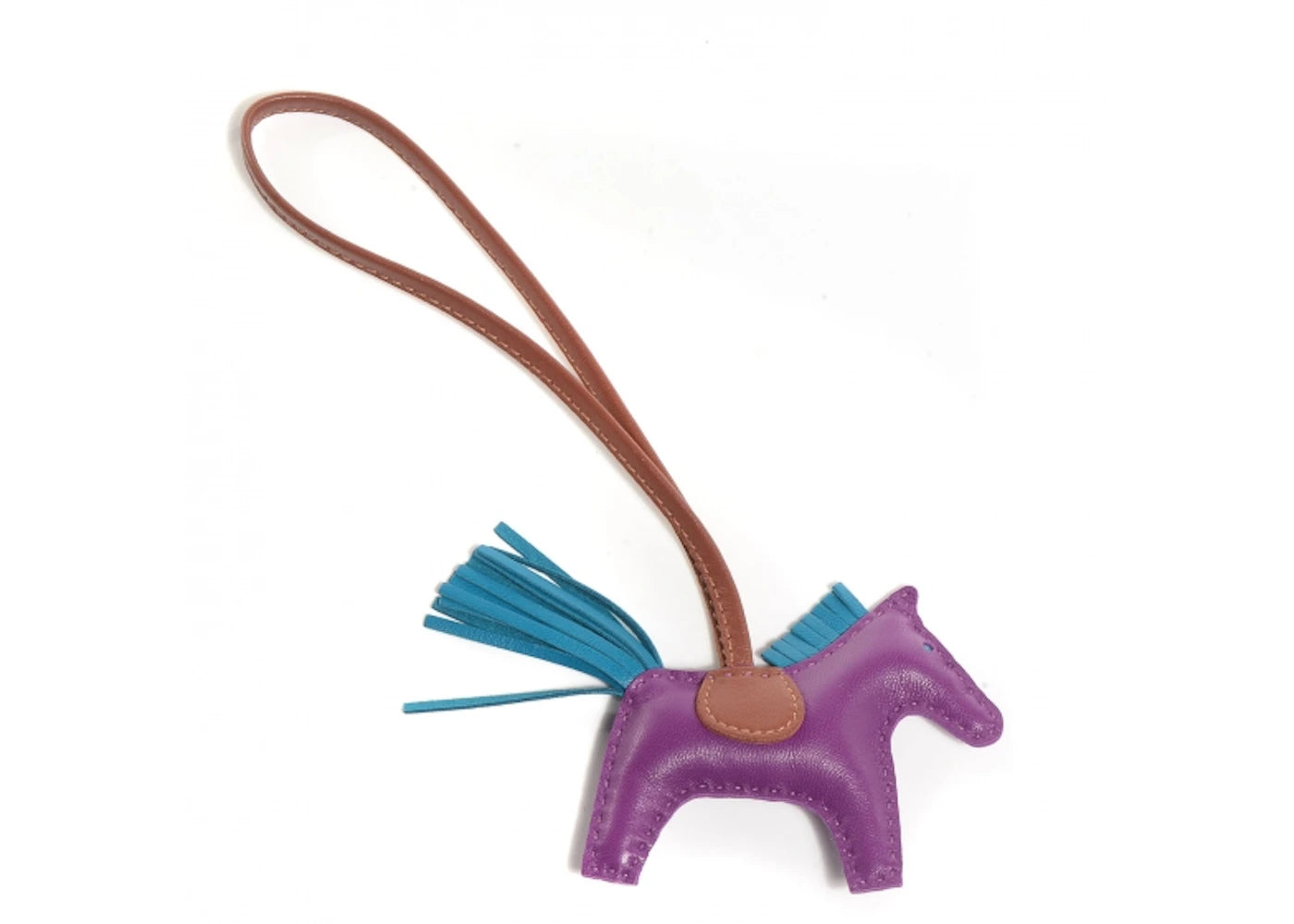 Hermes Bag Charm Rodeo Horse Milo PM Anemone/Bleu Izmir/Fauve