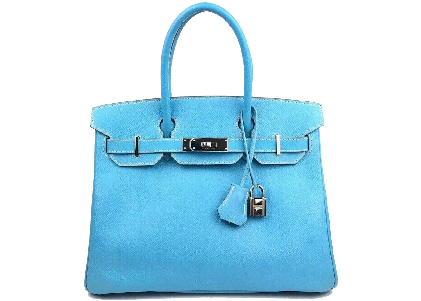 Hermes Birkin Palladium-tone 30 Celeste Blue