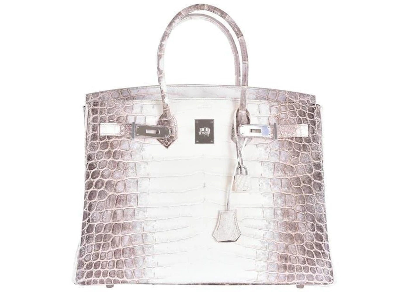 Hermes Birkin Himalayan Niloticus Crocodile Matte 35 White, Brown