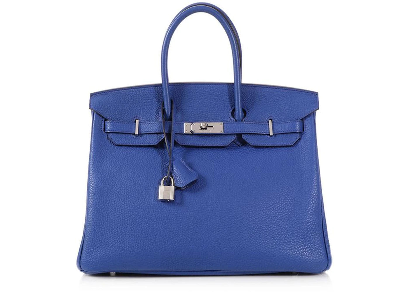 Hermes Birkin Togo 35 Silver-tone Bleu Electrique