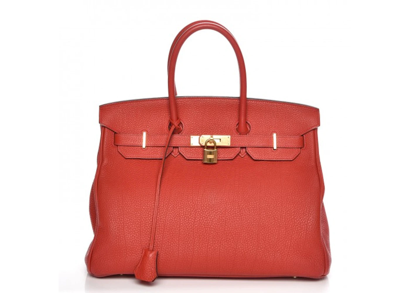 Hermes Birkin Togo Gold Plated 35 Rouge Casaque