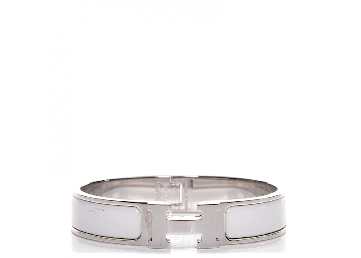 Hermes Bracelet Narrow Clic Clac H Enamel PM White