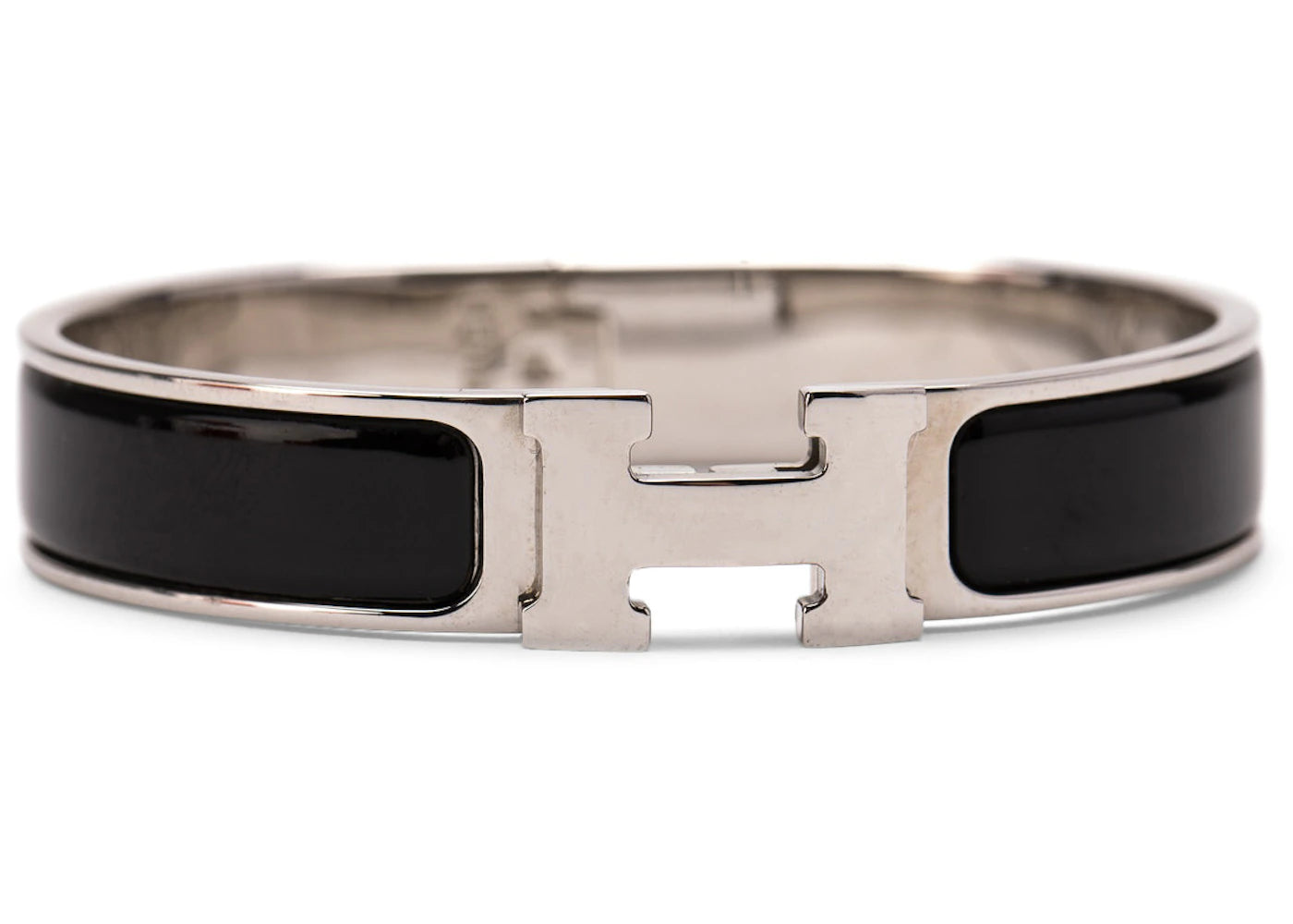 Hermes Clic Clac H Bracelet Palladium-tone PM Noir