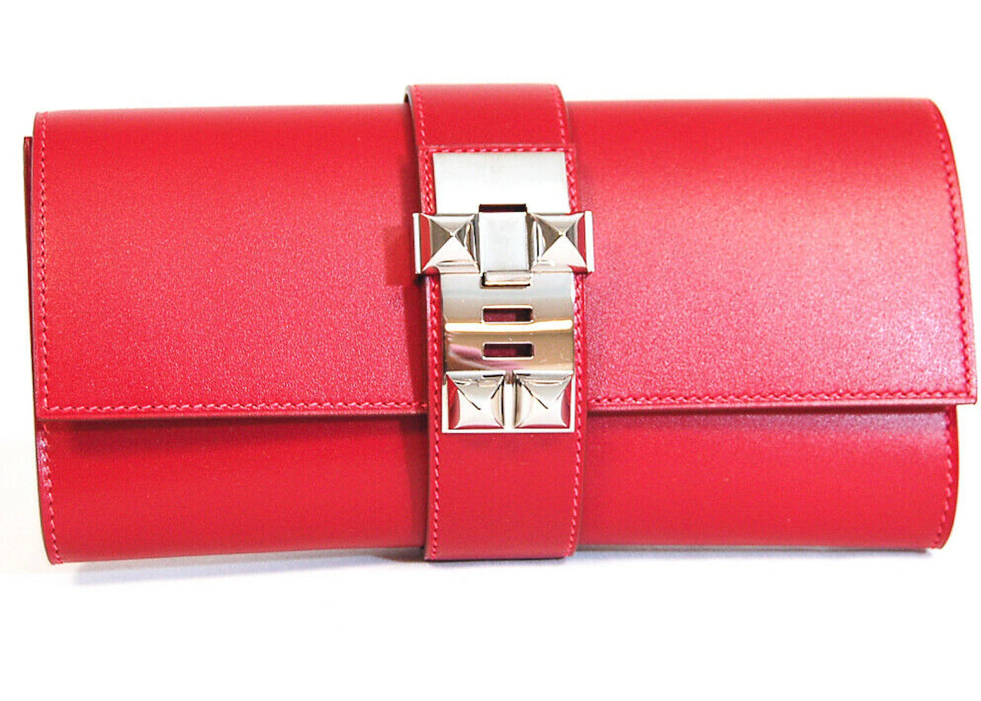 Hermes Clutch Medor Studded Red