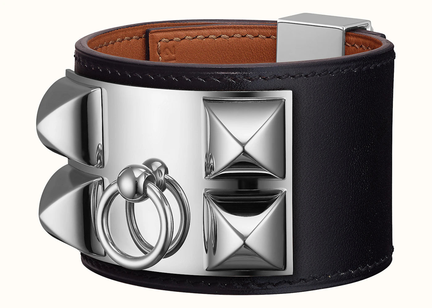 Hermes Collier de Chien Bracelet Box Palladium Noir