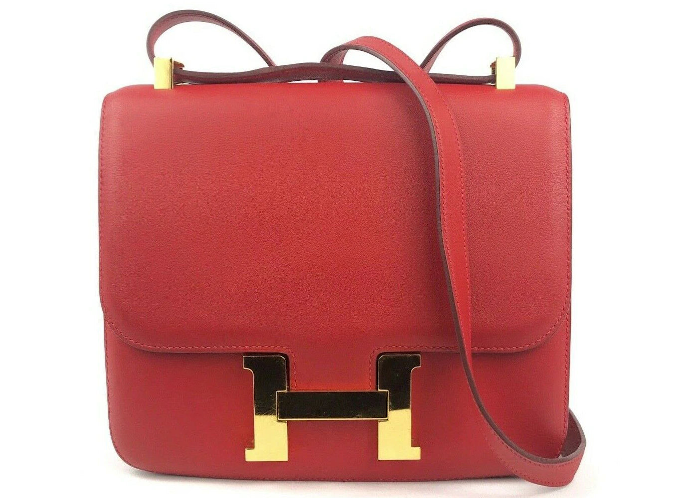 Hermes Constance Leather Gold-tone 24 Red Rouge