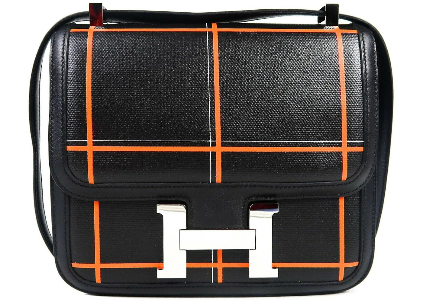 Hermes Constance Shoulder Bag 24 Black/Orange