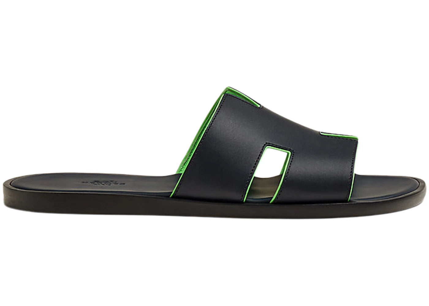 Hermes Izmir Sandal Marine Vert Fluo Calfskin Nappa Leather