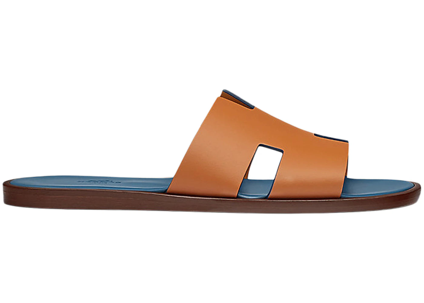 Hermes Izmir Sandal Natural Blue Tempete Smooth Calfskin Leather