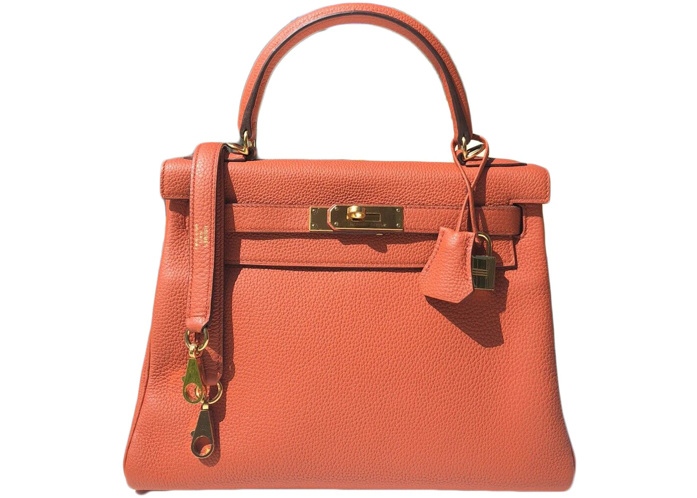 Hermes Kelly Feu Gold-tone 28 Fire Orange