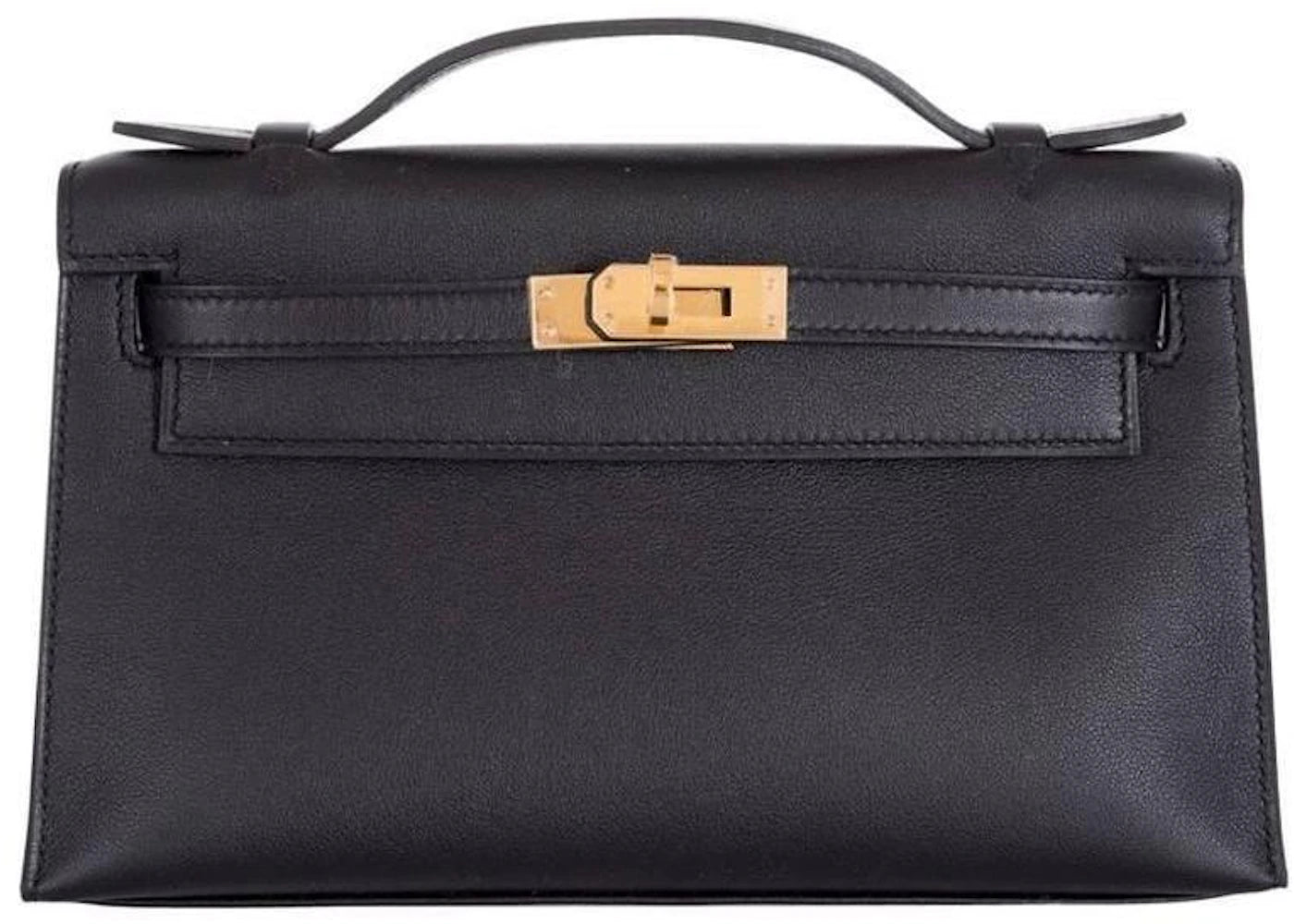 Hermes Kelly Pochette Swift Gold-tone Noir