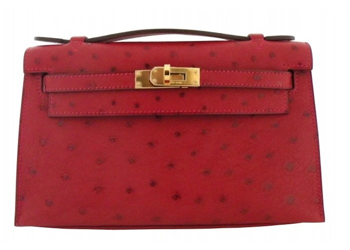 Hermes Kelly Pochette Ostrich Rouge Vif